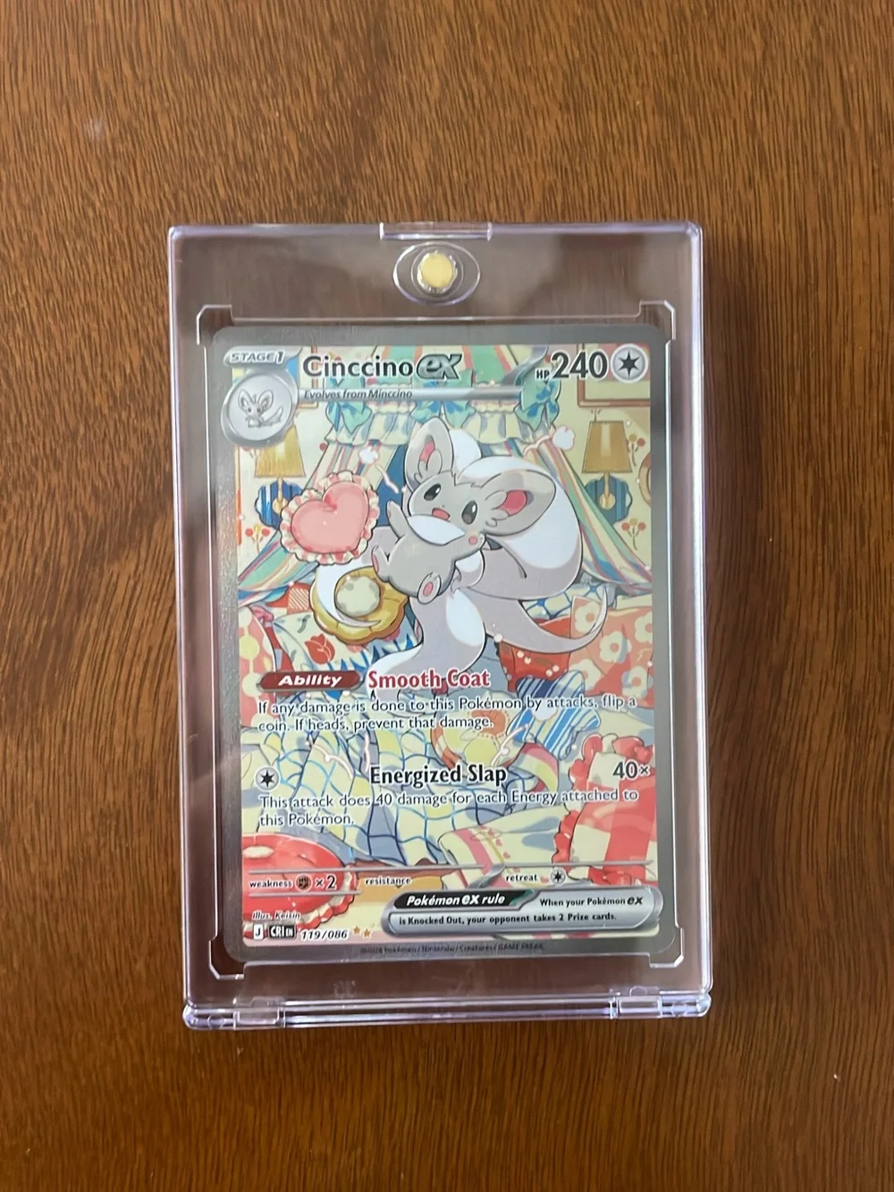 Pokemon Cinccino EX Foil Card - White, Pink, Blue